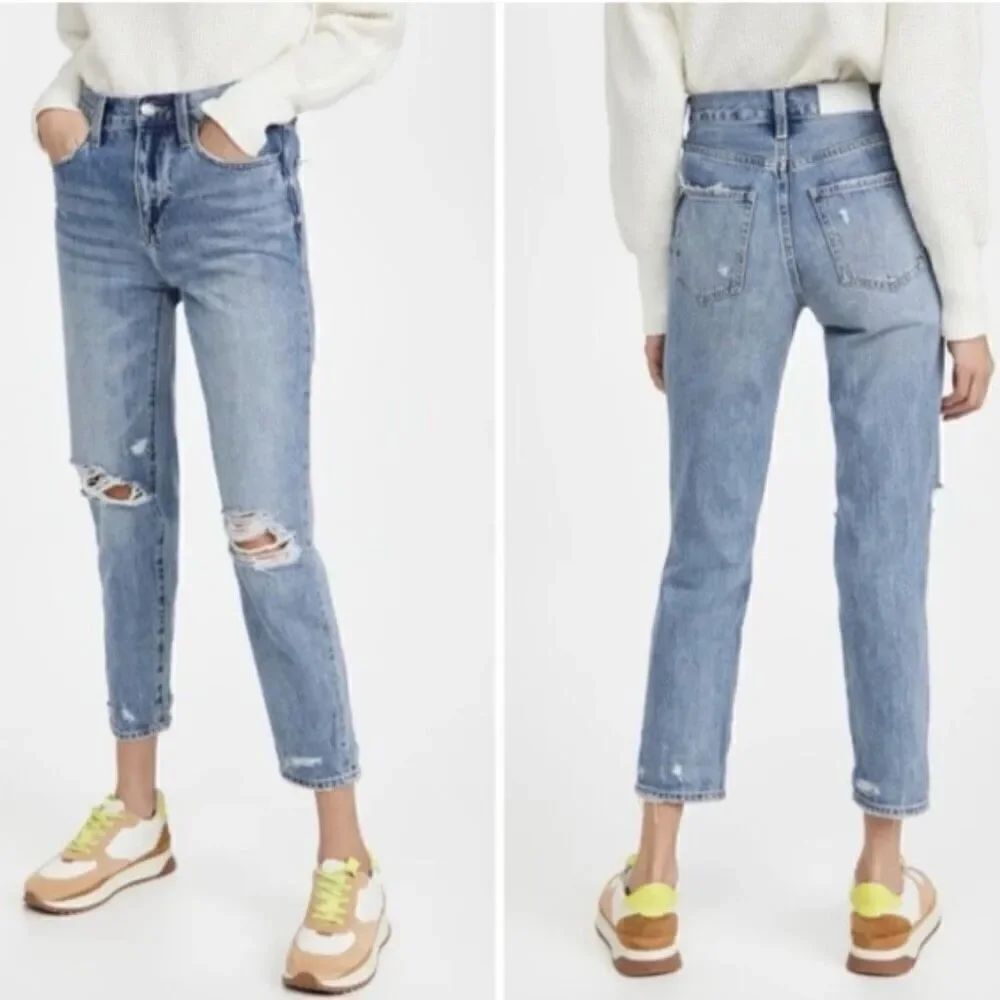 Pistola Presley high rise distressed straight leg jeans 27